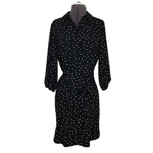 The Limited Black Ivory Polka Dot  Belted Collar Shirtdress
 MP